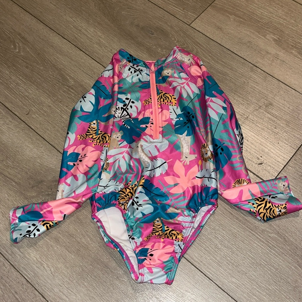 Girls one piece, jungle, bathing suit, long sleeve